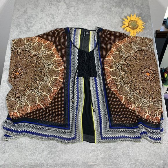 New Directions Tunic Top Size XL Multicolor Paisley Print Cape Styling - Picture 1 of 12